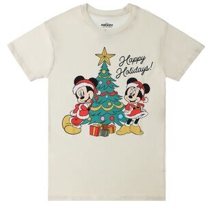 Disney Happy Holidays Mickey & Minnie Mouse Christmas Tee Shirt SZ MED